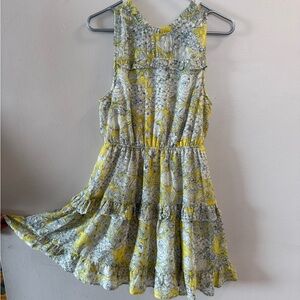 Floral Sleeveless Yellow Dress